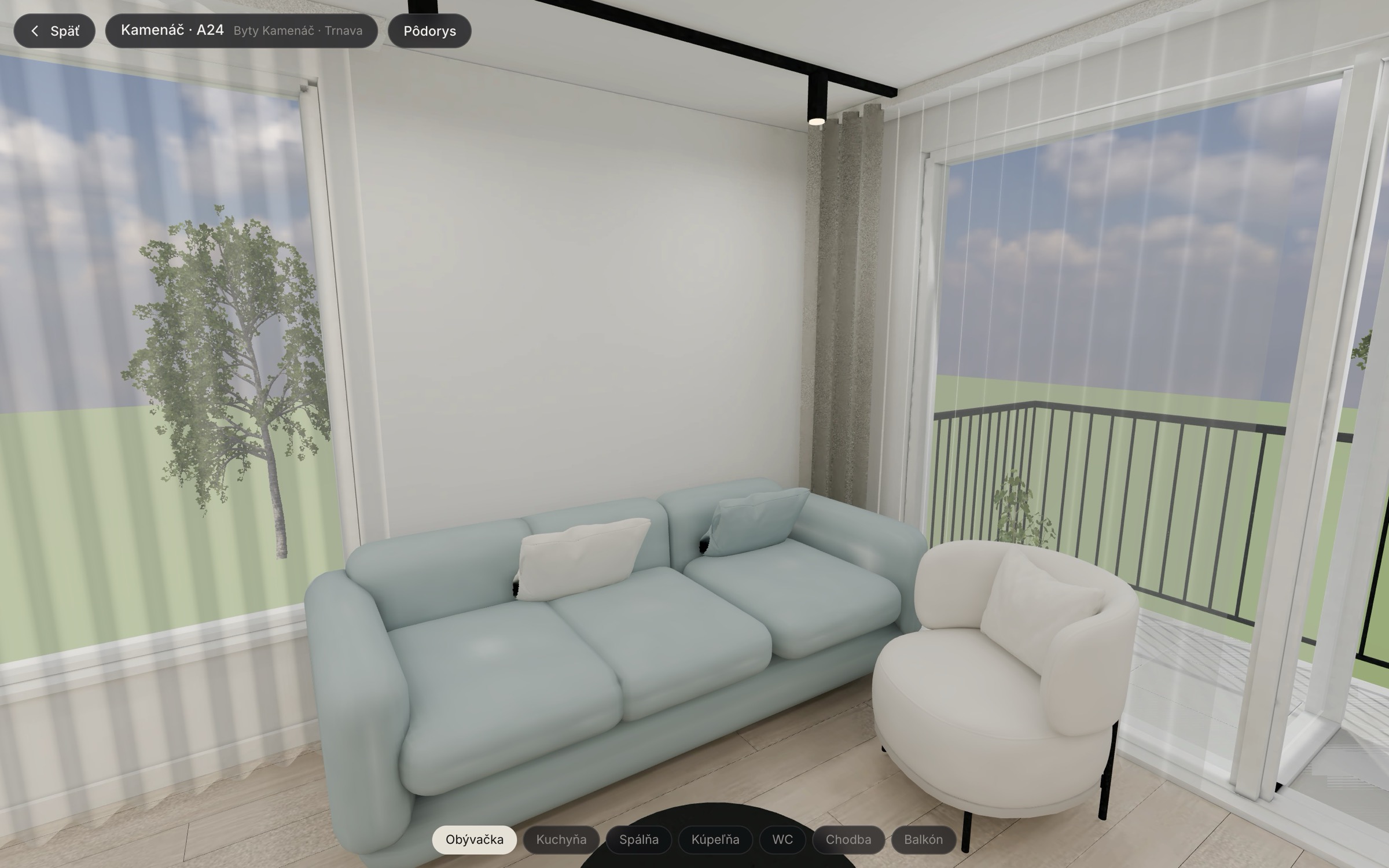 VR prehliadka bytu v prehliadači