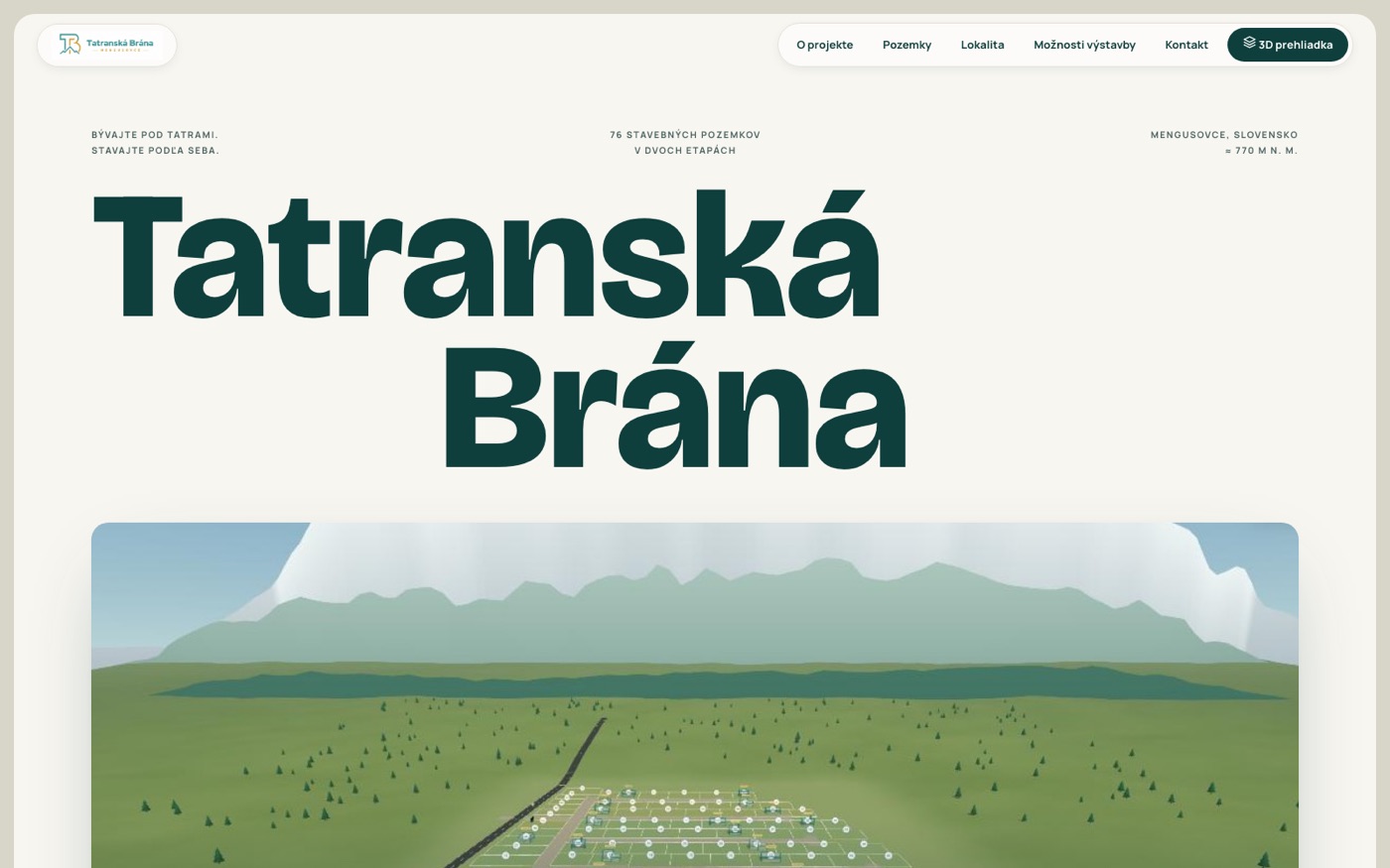 Web projektu Tatranská Brána v Mengusovciach